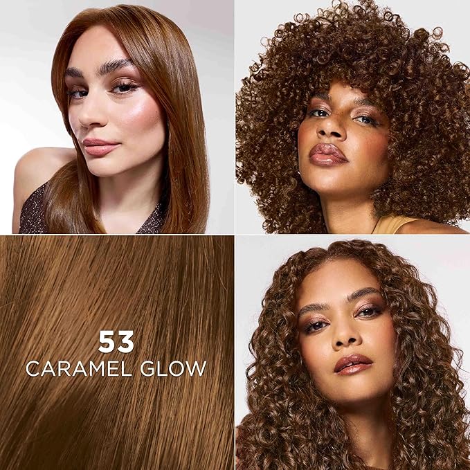 L'Oreal Paris Feria Multi-Faceted Shimmering Permanent Hair Color, High Intensity Hair Dye for 3X Highlights, 53 Caramel Glow, 1 Kit
