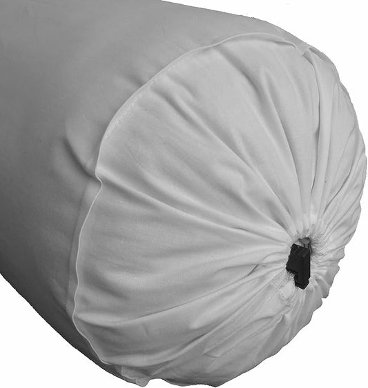 Saffron Ivory Long Bolster Pillowcase - Yoga Massage Round Bolster Cover for Bed Sofa Chair Couch Lounge Cotton 10" Diameter x 32" Long (25 cm Diameter x 81 cm Long) Removable Cover
