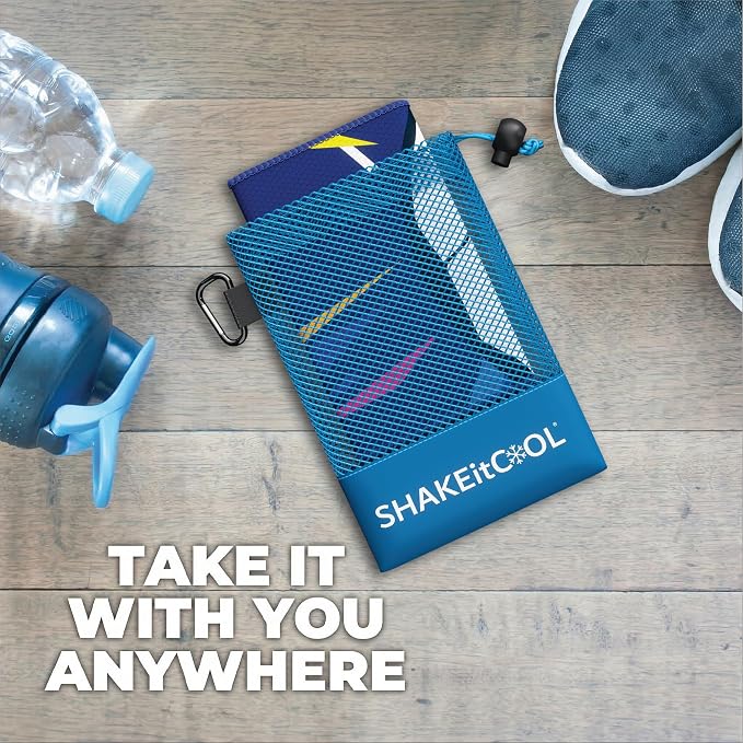 SHAKEitCOOL Original Cooling Towel – Soft, Lightweight, Heat Relief – Perfect for Biking, Running, Yoga, Gym, Gardening – Penalty Kick