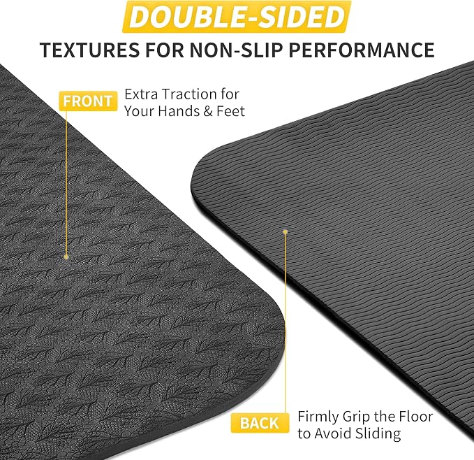 CAMBIVO Yoga Mat for Women Men Kids, 1/3 & 1/4 & 2/5 Inch Extra Thick Yoga Mat Non Slip, 72" x 24" TPE Yoga Mats, Workout Mat with Carrying Strap for Yoga, Pilates and Floor Exercises