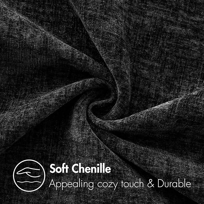 MIULEE Soft Chenille Throw Pillow Covers Black 16x16 Inch Pack of 2 | Modern Home Decor, Classic Decorative Pillows, Solid Dyed Cases, Boho Couch Cushion Covers for Sofa Bed Living Room