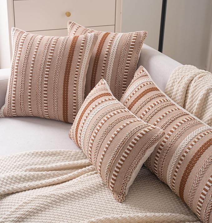 Cethom Boho Lumbar Pillow Covers 14x36 Long, Farmhouse Decorative Couch Pillow Cases, Brown Accent Pillows of Bed, Sofa Bedroom Living Room Home Decor Cushion Cover, Pack of 1