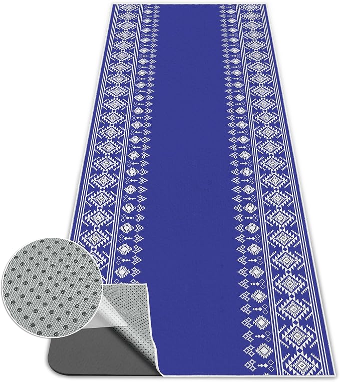 Yoga Towel,Absorbent Yoga Mat Towel for Hot Yoga Non Slip,Stylish Prints,Ideal for Workouts,Hot Yoga,Bikram,Pilates Equipment,72 x 27 in,Rhombus Geometry