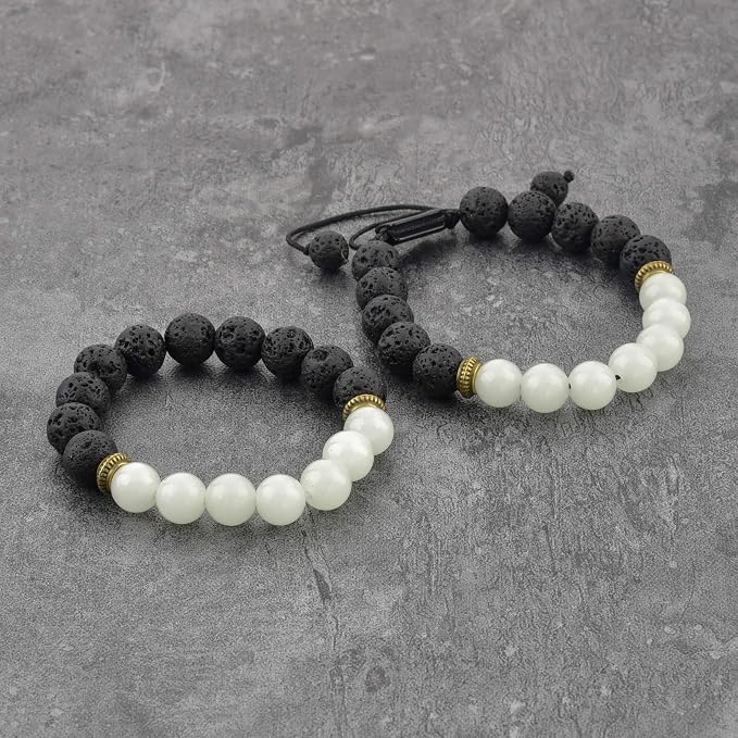 Green Glowing Stone & Lava Rock Beaded Adjustable Bracelet for Women & Kids Essential Oil Diffuser for Aromatherapy Ideal for Anti-Stress Anti-Anxiety (Upgraded Adjustable Anti-Loose System)