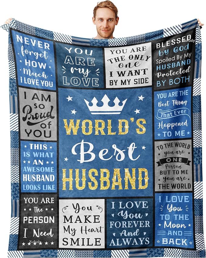 Gifts for Husband, Husband Birthday Gifts from Wife Blanket 80"x60", Cool Anniversary Wedding Gifts