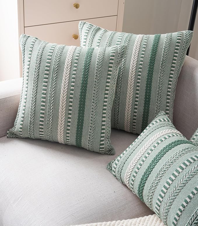Cethom Boho Lumbar Pillow Covers 14x36 Long, Farmhouse Decorative Couch Pillow Cases, Light Green Accent Pillows of Bed, Sofa Bedroom Living Room Home Decor Cushion Cover, Pack of 1