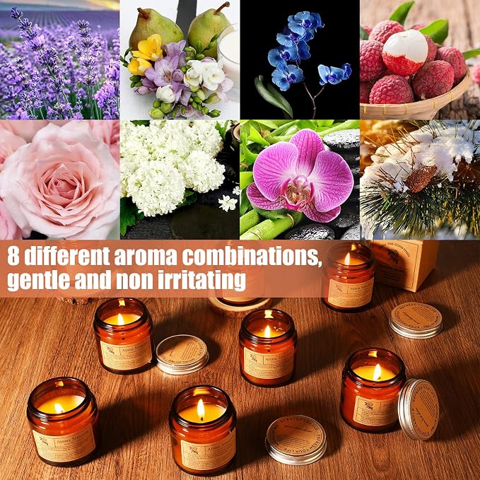 MTLEE 24 Pcs Candles for Home Scented Aromatherapy Jar Candle Gift for Women Bulk 8 Long Lasting Aromatherapy Jar Soy Wax Candle Gift for Mother`s Day Christmas Birthday(Simple Style,Flower Scent)