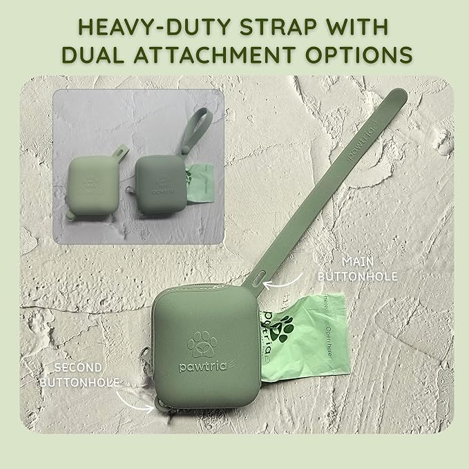 Pawtria Duo Set: Dog Poop Bags (120) + Poop Bag Holder Made with Silicone