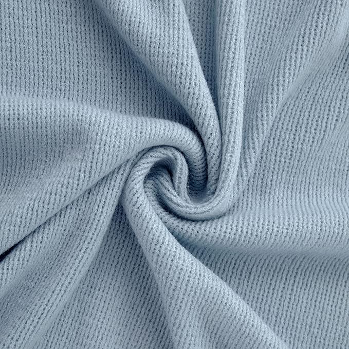 Vonty Light Blue Knitted Throw Blanket with Tassels Fringe, 50x60 Acrylic | Super Soft And Lightweight, Year-Round Cozy Warmth, Farmhouse Decorative Style, Machine Washable, for Couch, Sofa or Bed