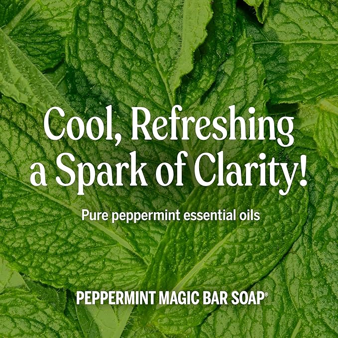 Dr. Bronner's Pure-Castile Magic Soap Bars (Peppermint, 5 oz, 6-Pack) - Made with Regenerative Organic Certified Oils - For Face, Body & Hair - Gentle, Vegan - Bar Soaps for Men & Women