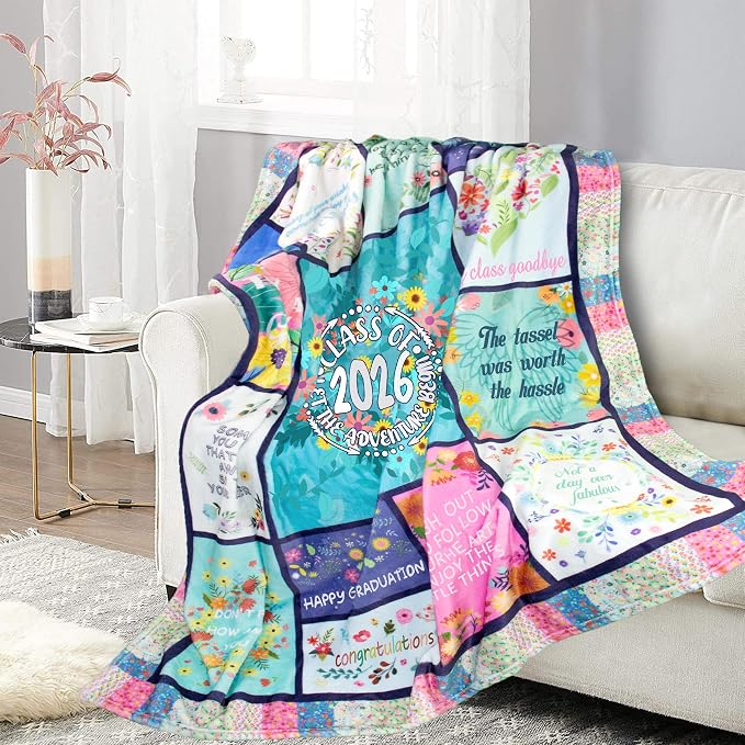 2026 Graduation Gifts Blanket Her, Graduation Throw Blanket 60"X50", Graduation Party Decorations Class of 2026, PHD High School College Graduation Gifts for Women
