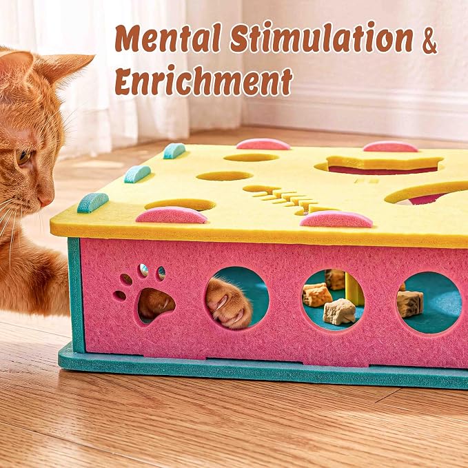 21 Pcs Interactive Cat Toys for Indoor Cats, Cat Puzzle Box with Rechargeable Automatic Ball, Hanging Toy, Plush Mice and Balls 3-in-1 Kitten Toys for Indoor Bored Kittens