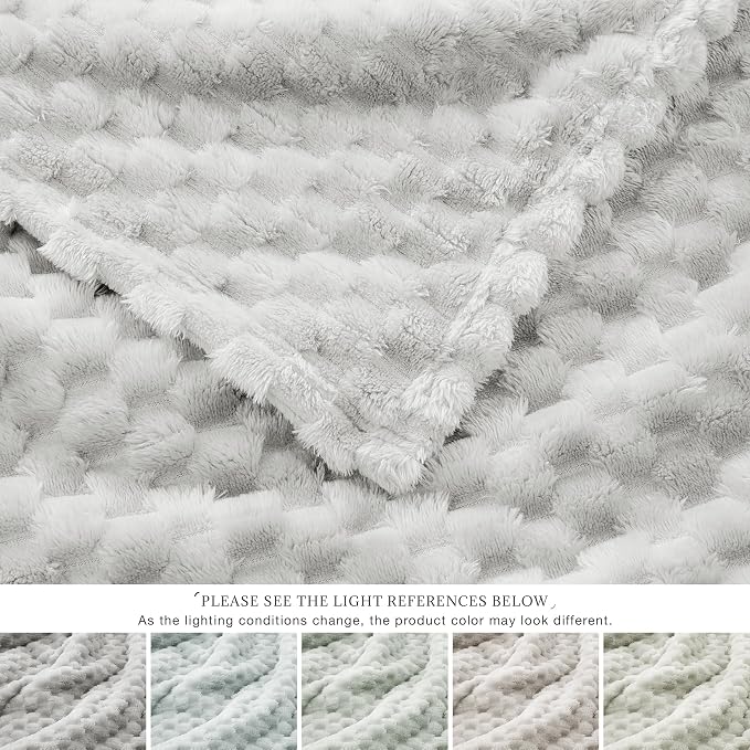 EXQ Home Gentle Soft Fleece Throw Blanket – Cozy Lightweight 3D Imitation Turtle Shell Jacquard Blanket for Couch Bed – All-Season Warm Fuzzy Flannel Blanket for Women Mom Her Gift(50"x60",Light Grey)