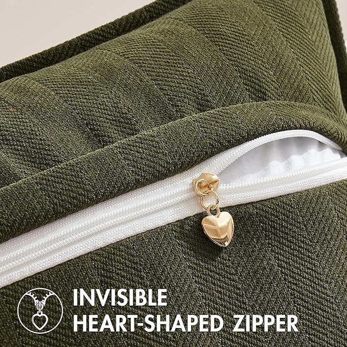 MIULEE Pack of 2 Olive Green Decorative Chenille Pillow Covers 16x16 Inch | Soft Couch Throw Pillows,Farmhouse Cushion Covers with Elegant Design for Sofa,Bedroom,Living Room,Spring Home Decor