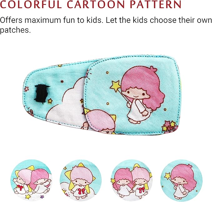 Astropic Cotton & Silk Eye Patch for Kids Glasses (Right Eye, Fairy - Magic Wand)