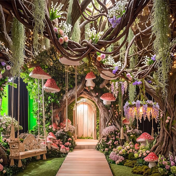 Hanging Green Spanish Moss Classroom Fairy Party Ceiling Decor | Artificial Vines for Safari Tropical Whimsical Wall Decor, Enchanted Indoor Outdoor Garden DIY Hanging Greenery