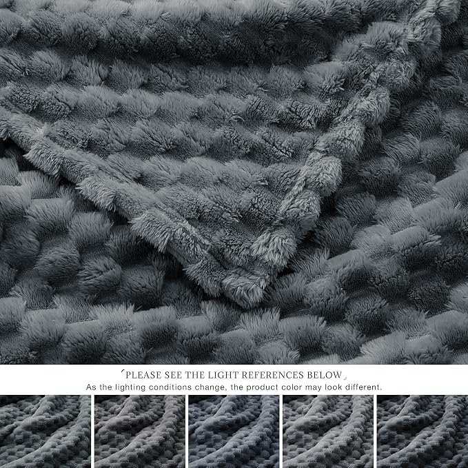 EXQ Home Gentle Soft Fleece Throw Blanket – Cozy Lightweight 3D Imitation Turtle Shell Jacquard Blanket for Couch Bed – All-Season Warm Fuzzy Flannel Blanket for Women Mom Gifts(50"x60",Charcoal Grey)