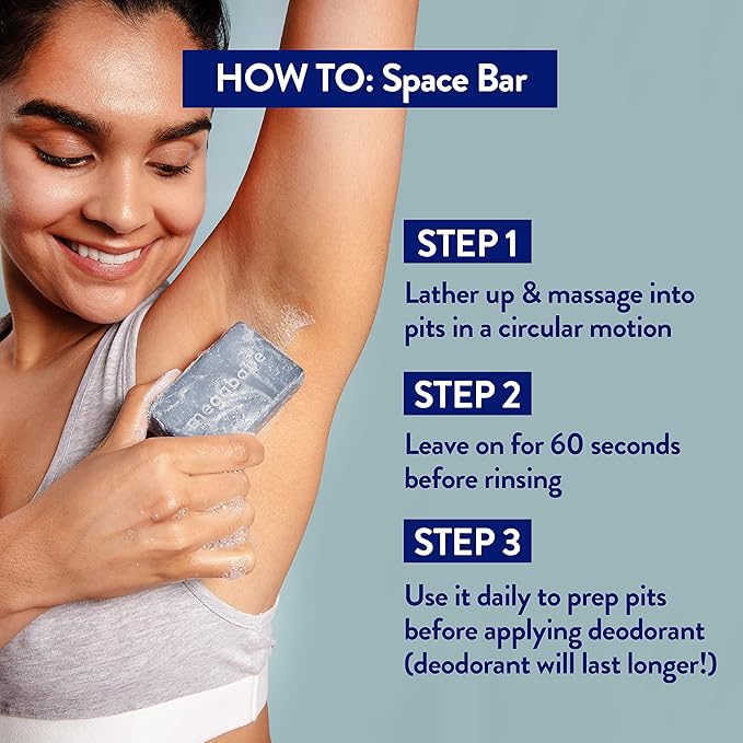 Megababe Underarm Bar Soap - Space Bar | With Detoxifying Charcoal for Odor Control | 4.5 oz (Pack of 2)
