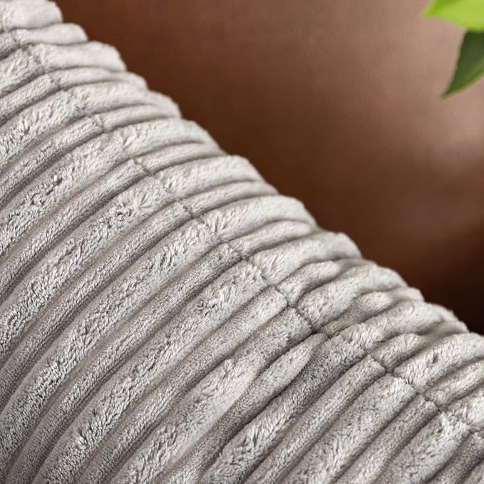 UGASA Super Soft Plush Corduroy Pillow Covers Solid Textured Large Throw Euro Pillow Sham Cushion Cover for Couch Floor, 2 Pcs, 16 x 16, Light Grey