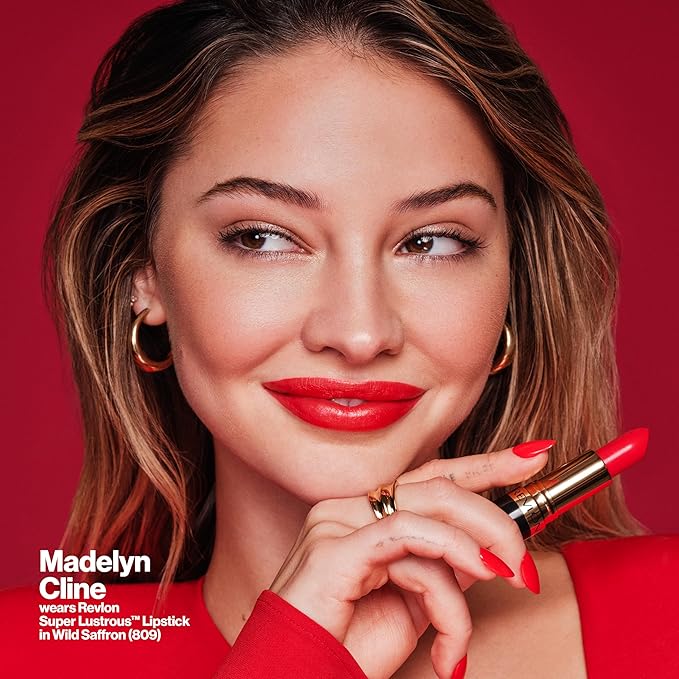 Revlon Super Lustrous Lipstick, Creamy Formula For Soft, Fuller-Looking Lips, Moisturized Feel, 806 Electric Melon, 0.15 oz