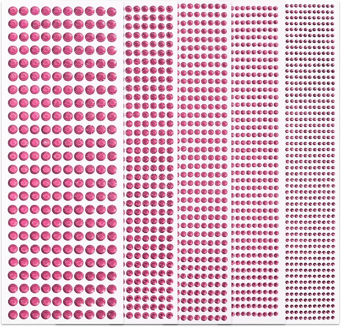 3555 PCS Face Gems Rhinestones Stickers - Temporary Tattoo Jewels for Crafts 3/4/5/6/8MM - Stick On Hair Gems Makeup Self Adhesive Crystal Stickers for Scrapbooking (Light Pink)