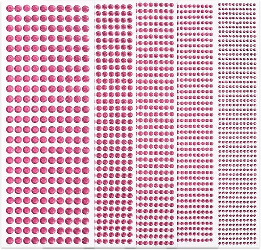 3555 PCS Face Gems Rhinestones Stickers - Temporary Tattoo Jewels for Crafts 3/4/5/6/8MM - Stick On Hair Gems Makeup Self Adhesive Crystal Stickers for Scrapbooking (Light Pink)