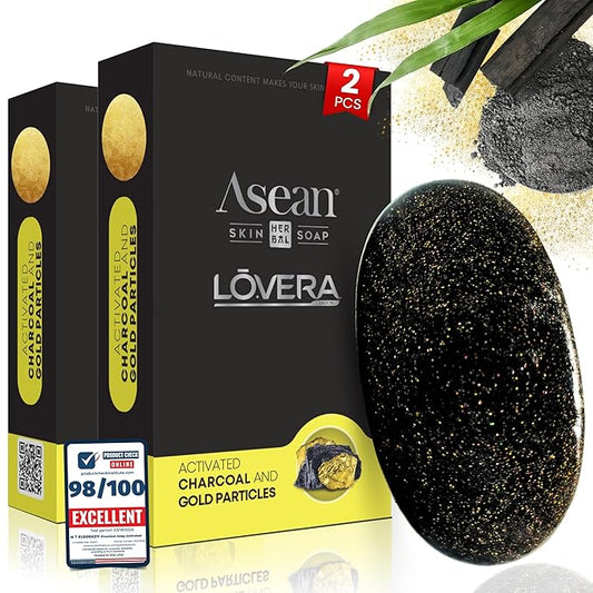 Premium 2X African Black Soap – Activated Charcoal 24K Gold & Vitamin C – Handmade Natural Bar for Face & Body Deep Cleansing Acne & Blemish Control Egyptian 100%