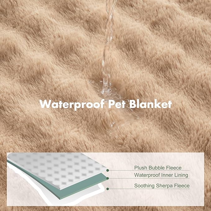 Soft Cozy Waterproof Dog Blanket for Couch - Room Decor Medium Pet Blanket for Furniture Protector, Washable Dog Crate Blankets for Indoors & Outdoors, Khaki, 30"x40"