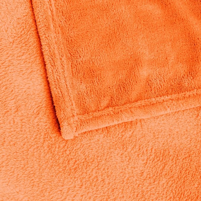 BEDELITE Fleece Blanket Soft Fall Queen Size Bed Blanket Orange 90"x90" | Ultra Soft Fleece, Plush Microfiber, Lightweight Warmth, Fall Decor, Fade Resistant, Machine Washable,Perfect for Bed