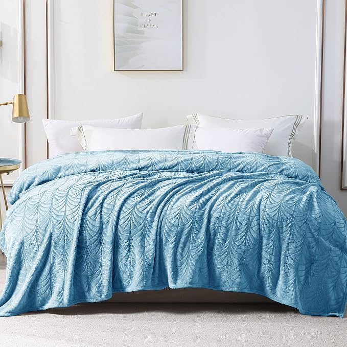 Whale Flotilla Soft Flannel Fleece Twin Size Blanket for Bed, Stone Blue | Cozy Lightweight Breathable Coverlet, Plush Fluffy Bedspread, Vintage Pattern Decorative Blanket for Dorm, All Season 60"x80"