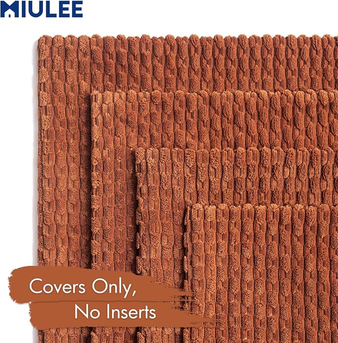MIULEE Fall Terracotta Decorative Throw Pillow Covers for Couch Sofa Living Room Set of 4 Rustic Striped Cushion Covers Corduroy Pillowcases Farmhouse Home Decor 18x18 Inch Burnt Orange