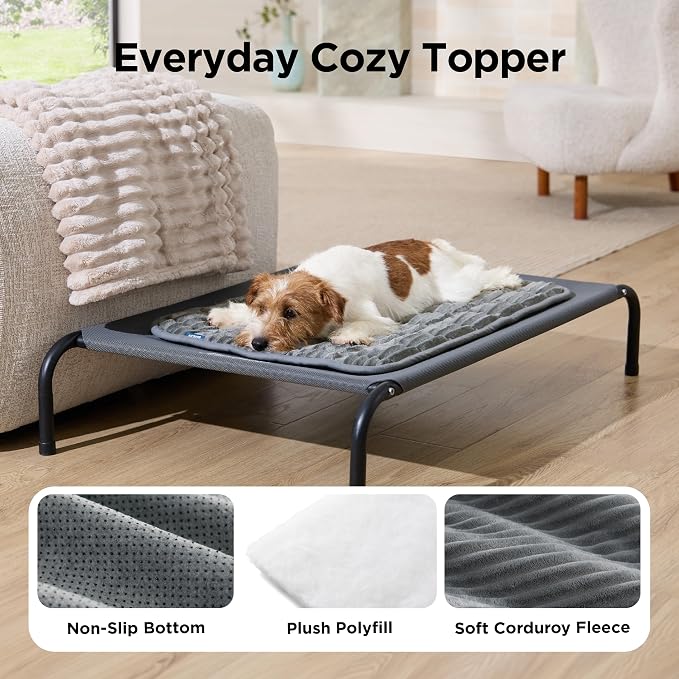 Bedsure ComfyFleece™ Washable Dog Crate Pad,Soft Extra Large Pet Mat,47" | Thin XXL Kennel Pad for Crates Topper,Flat Corduroy Fleece Pads for Dog Cages,Nonslip Bottom,Not Chewproof,Grey