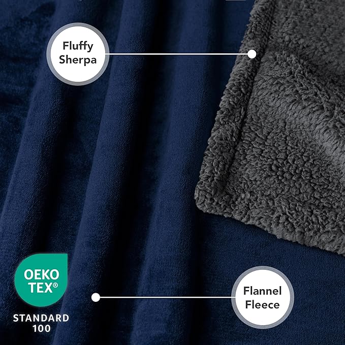 PetAmi Waterproof Dog Blanket for Large Dog Pet, 90x90 Queen, Blue Grey | 460 GSM Sherpa Fleece Reversible, Pee Proof Cat Blanket, Furniture Protector Cover for Bed Sofa Kennel, Washable, Queen Size