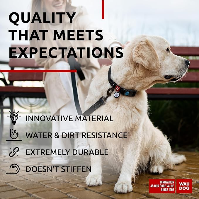 WAUDOG Waterproof Dog Collar - Adjustable Dog Collar for Large Dogs, Small and Medium Dogs - Heavy Duty Dog Collars with Durable Metal Clasp and QR Dog Tag - Boy & Girl Dog Collars | Water and Dirt Resistant, Quick Dry QR Pet Tag Adjustable Durable Com...