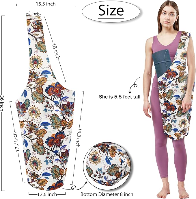 Yoga Mat Bag Yoga Tote Bag with Large Pocket and Zipper Pocket Yoga Mat Bag Carrier Fit Most Size Mats and All You Stuff