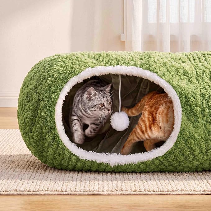 Cat Tunnel Bed with 20 Cat Toys,Kitten Toys for Indoor Kittens,Green
