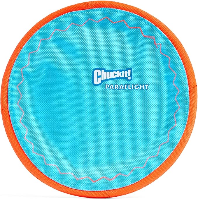 Chuckit! Paraflight Flying Disc Dog Toy, Floats, Size Large, 1 Pack | Made from Durable Nylon with Soft Rubber Edges, This Water-Floating Flyer Is Built for Fetch on Land or in the Lake