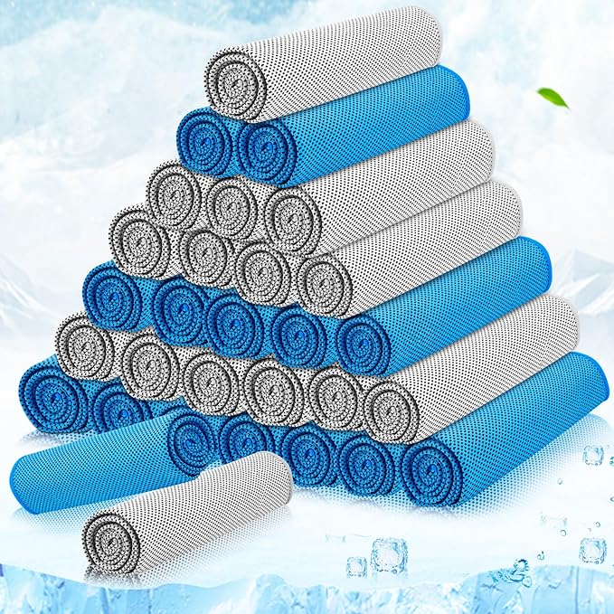 MENOLY 30 Packs Cooling Towels Bulk Cooling Towels for Neck and Face Gym Workout Cooling Neck Rags for Sports Yoga Soft Microfiber Breathable Sweat Rags for Hiking Running Fitness