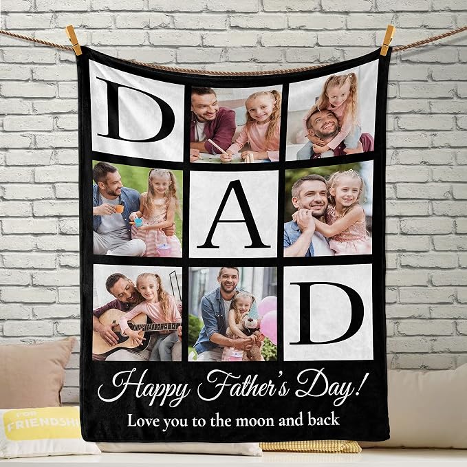 Personalized Fathers Day Birthday Gifts for Husband Dad, Custom Blanket | Dad Christmas Unique Gifts from Daughter Son Wife, Fathers Day Blanket Gifts, Personalized Gifts for Men, Husband, Grandpa