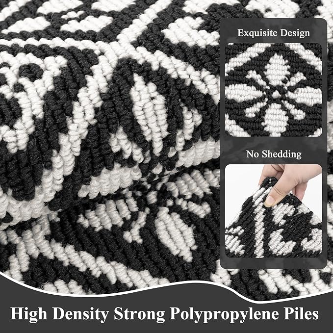 Ileading Runner Rugs for Hallways 2.6x10ft Heavy-Duty Durable Entryway Floor Mat with Non Slip Rubber Backing for Busy Traffic Extended Indoor Doormat Machine Washable Kitchen Throw Rug(Black)