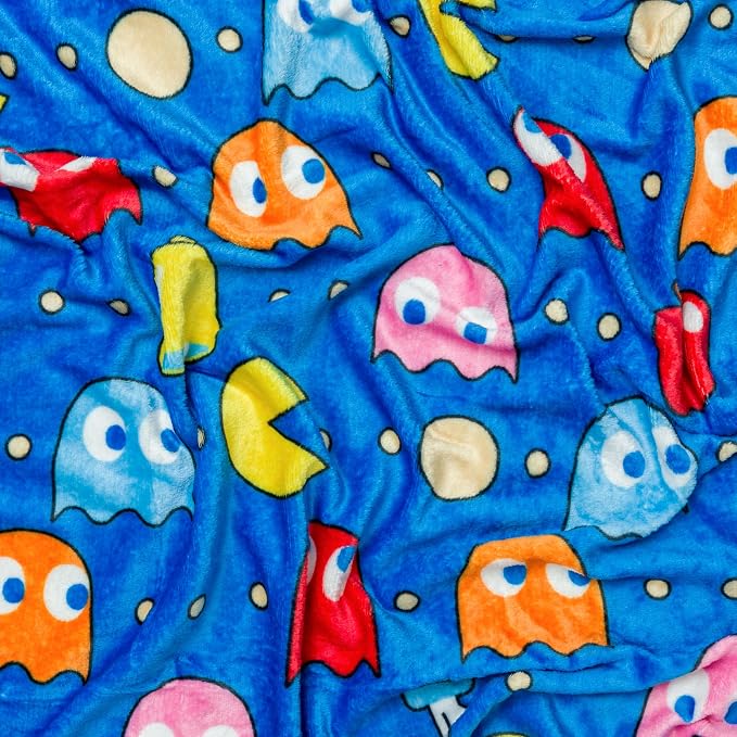 Silver Buffalo Pac-Man Game, Ghost Gang, Fleece Throw Blanket, 45x60in | Soft and Cozy, 185 GSM