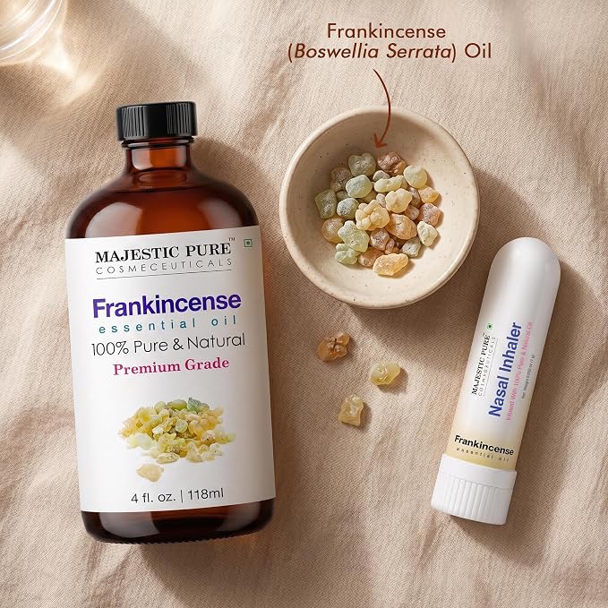 Majestic Pure Frankincense Essential Oil with Nasal Inhaler 4 Fl Oz