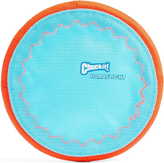 Chuckit! Paraflight Flying Disc Dog Toy for Small Dogs, Size Small | Made from Durable Nylon with Soft Rubber Edges, This Water-Floating Flyer Is Built for Fetch on Land or in the Lake