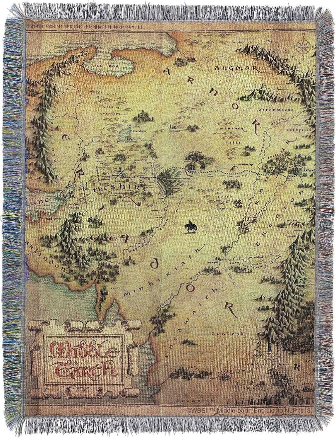 Northwest Lord of the Rings The Hobbit Middle Earth Woven Tapestry Throw Blanket, Soft and Durable Fandom Gift, 48 x 60 Inch