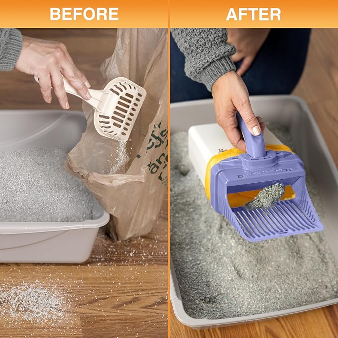 Neater Pet Brands Neater Scooper XL Cat Litter Scoop, 195 Refill Bags – Extra-Large Capacity Mess-Free Cat Litter Scooper with Bag for Large & Multiple Cats, Spill-Proof Litter Box Scooper with Holder