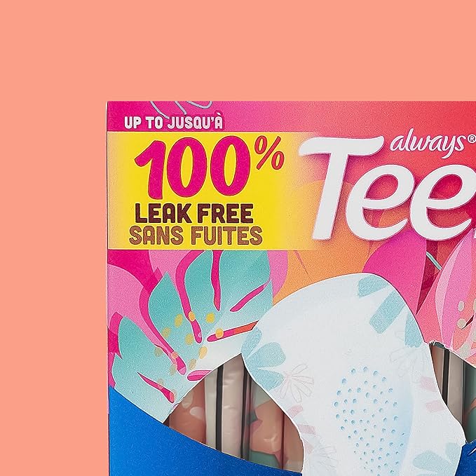 Always Radiant Teen Pads, Size 1, Regular, with Wings, Unscented, 42 Count (Pack of 2)