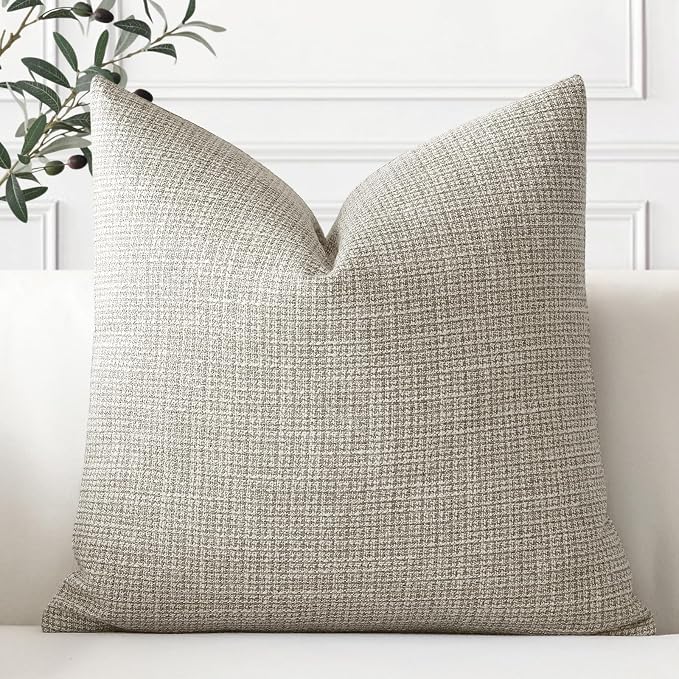 OTOSTAR Linen Throw Pillow Cover Set of 1 Decorative Square Pillowcases Cushion Covers 22x22 Inch for Home Decor Sofa Bedroom Car 55 x 55CM Khaki