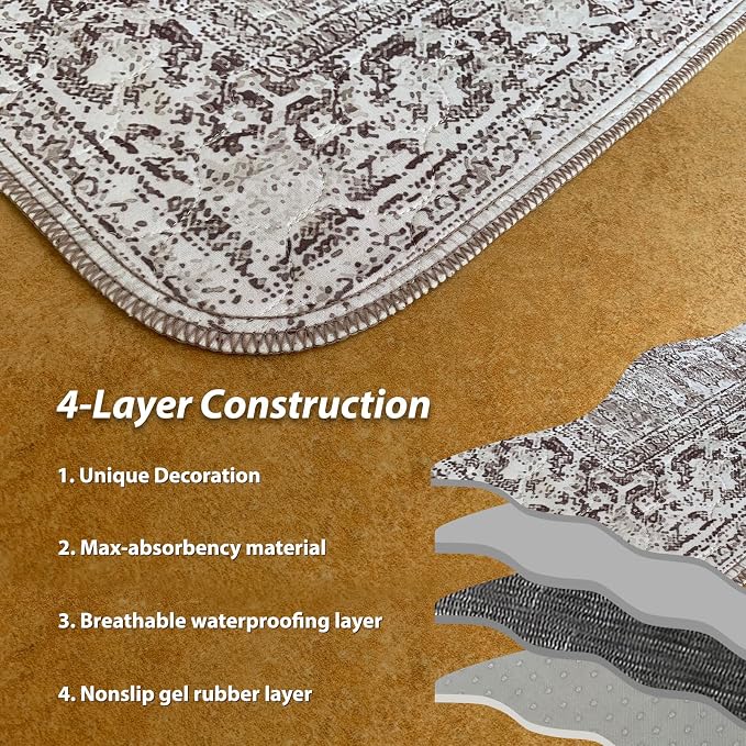 nunubaby 2PACK Washable Pee Pads for Dogs, Stylish, Non-Slip and Leak-Proof Pee Pads. Reusable Potty Pads for Dogs for Crates and Floors.(Brown/Geo,72" x72" )