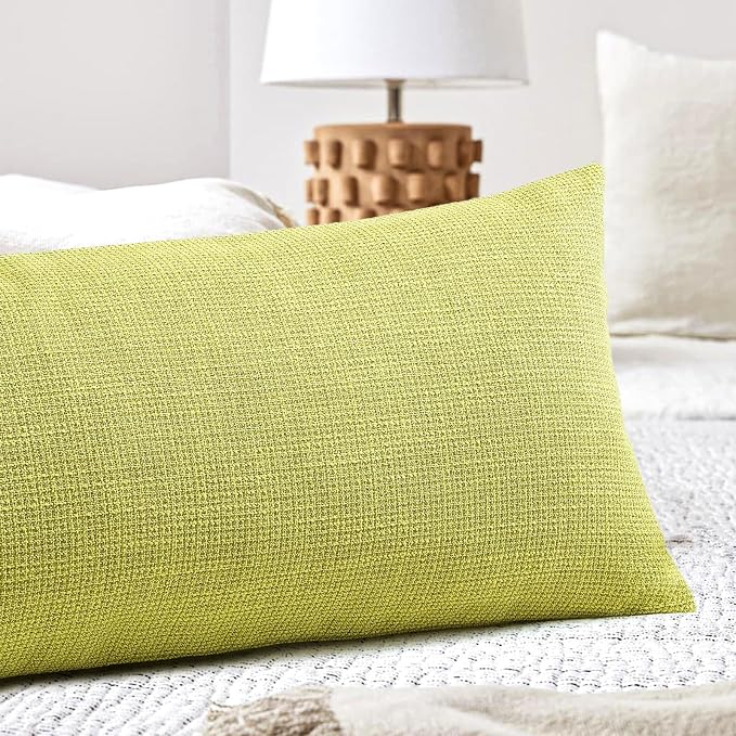 OTOSTAR Linen Throw Pillow Cover Set of 1 Decorative Long Lumbar Pillowcase Rectangle Cushion Cover 14x36 Inch for Home Decor Sofa Bedroom Car 35 x 90CM Sage Green