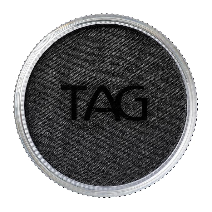 TAG Professional Face and Body Paint, Regular Black 32gm, non-toxic, hypoallergenic, east to wash off, ideal for Kids Parties, Halloween, Cosplay and Events